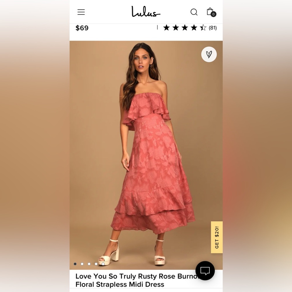 Lulu’s Floral Strapless Midi Dress